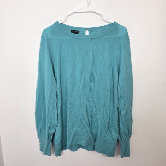 Talbots Light Blue 100% Pure Merino Wool Classic Lightweight Sweater Size 2X - Picture 2 of 6